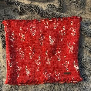 Hollister Red and White Smocked Top stretchy - excellent condition!